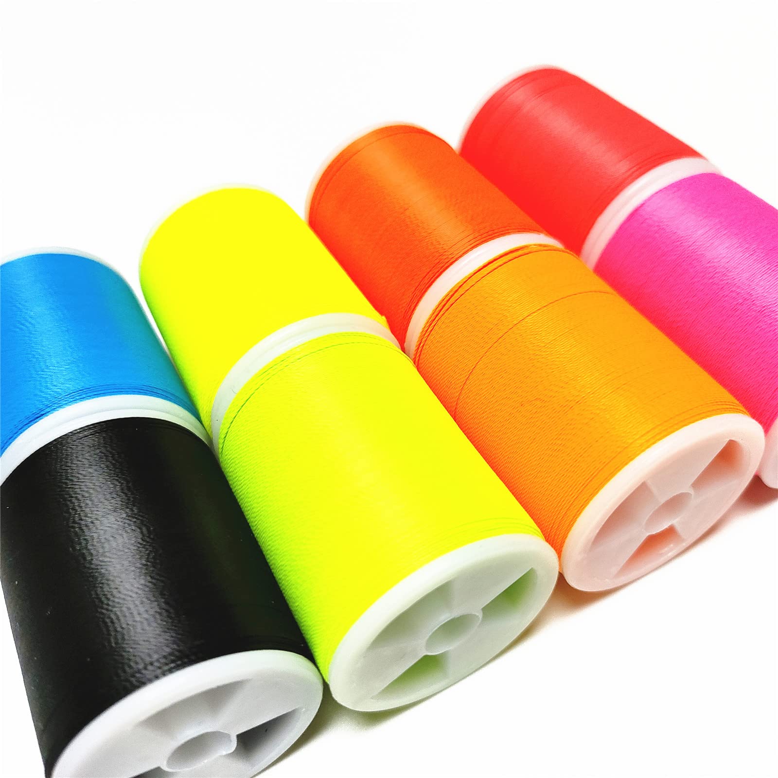 (8pcs*130yd) Kalavarma Rod Wrapping Thread Fluorescent 7 Color Every Spool 130yd 120m Complete Pack add Extra a Black Color Thread