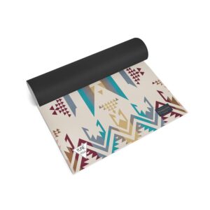 pendleton x yune yoga 6mm per yoga mat premium all purpose exercise and fitness mat, eco-friendly, extra thick, non-slip, anti-tear (white sands)