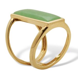 PalmBeach Yellow Gold-plated Sterling Silver Emerald Cut Genuine Green Jade Ring Sizes 6-10 Size 8