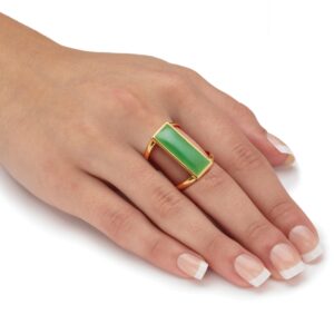 PalmBeach Yellow Gold-plated Sterling Silver Emerald Cut Genuine Green Jade Ring Sizes 6-10 Size 8