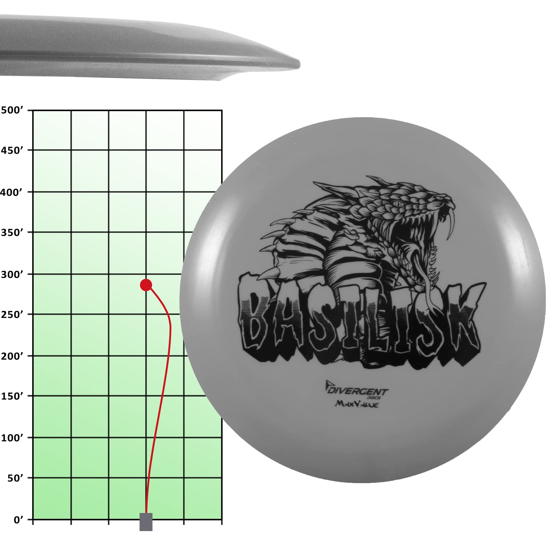 Divergent Discs Basilisk Long Range Disc Golf Driver in MaxValue Plastic (Orange)