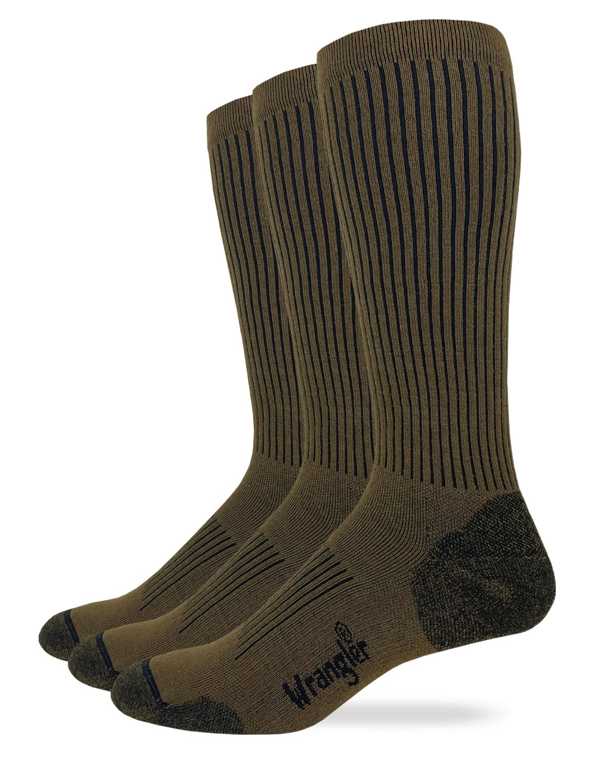 Wrangler Mens Ultra Dri Compression Seamless Toe Tall Boot Socks 3 Pair (as1, alpha, l, regular, regular, Coyote)