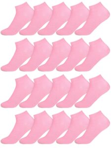 funtery 20 pairs ankle socks for women breathable low cut athletic socks dry fit no show soft pastel color socks for gift(pink)