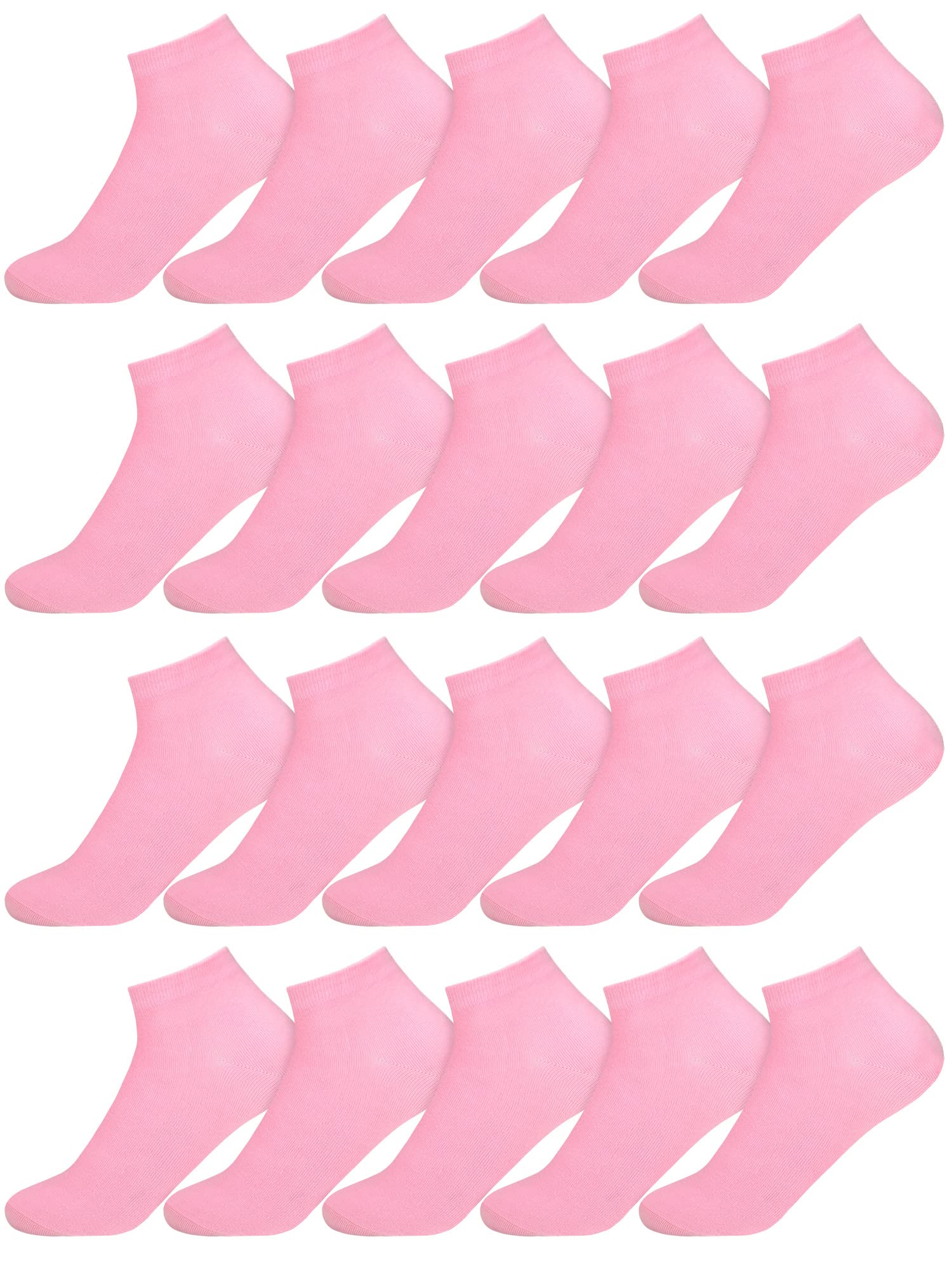 Funtery 20 Pairs Ankle Socks for Women Breathable Low Cut Athletic Socks Dry Fit No Show Soft Pastel Color Socks for gift(Pink)