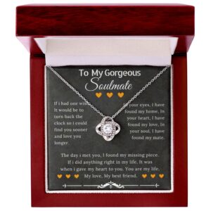 zilorra gifts for soulmate - soulmate necklace for women, wife necklace from husband, girlfriend necklace from boyfriend, message card, gift box