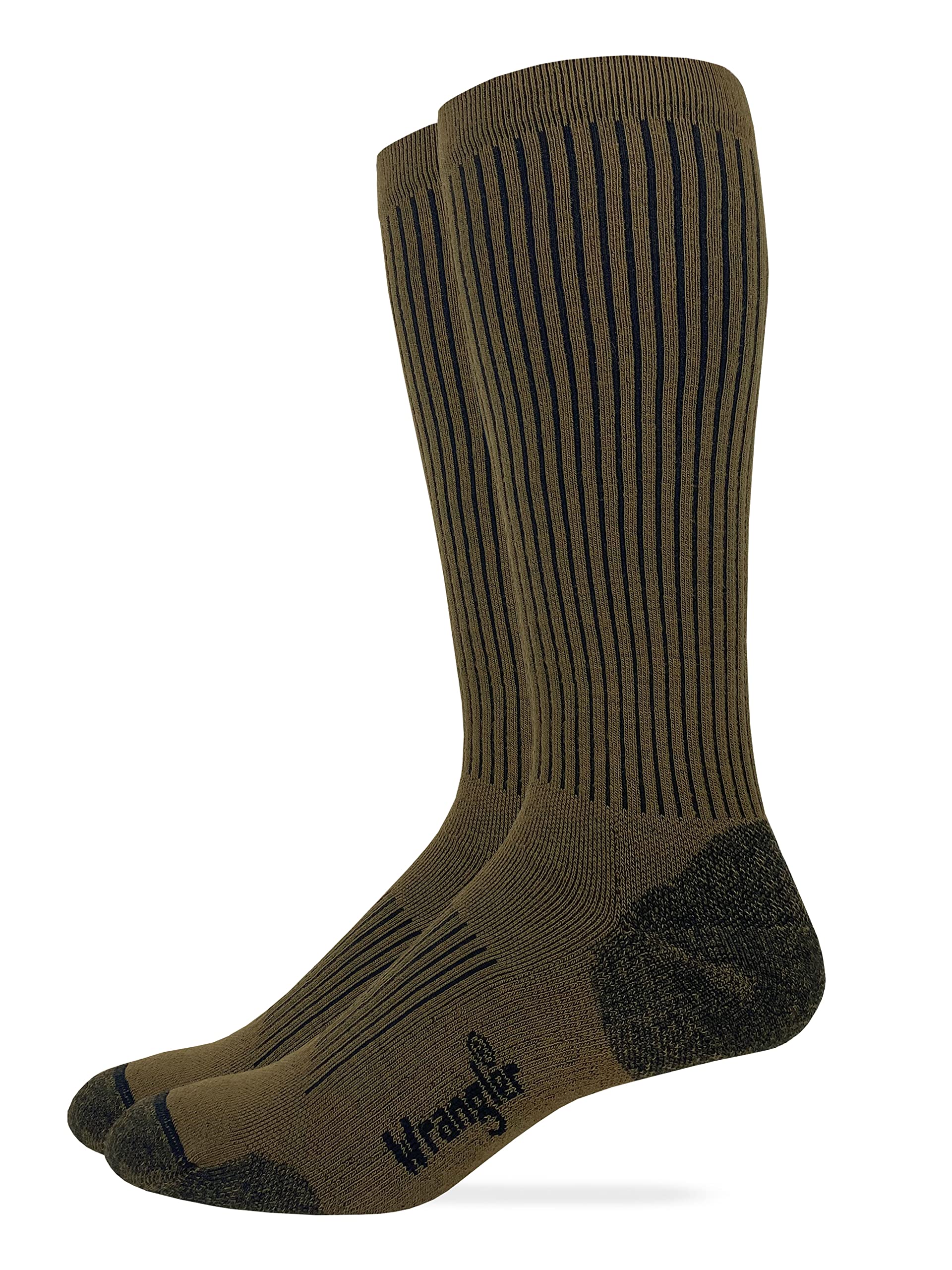 Wrangler Mens Ultra Dri Compression Seamless Toe Tall Boot Socks 1 Pair Pack (as1, alpha, l, regular, regular, Coyote Brown)