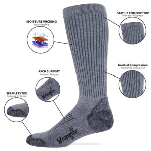 Wrangler Mens Ultra Dri Compression Seamless Toe Tall Boot Socks 3 Pair (as1, alpha, l, regular, regular, Coyote)