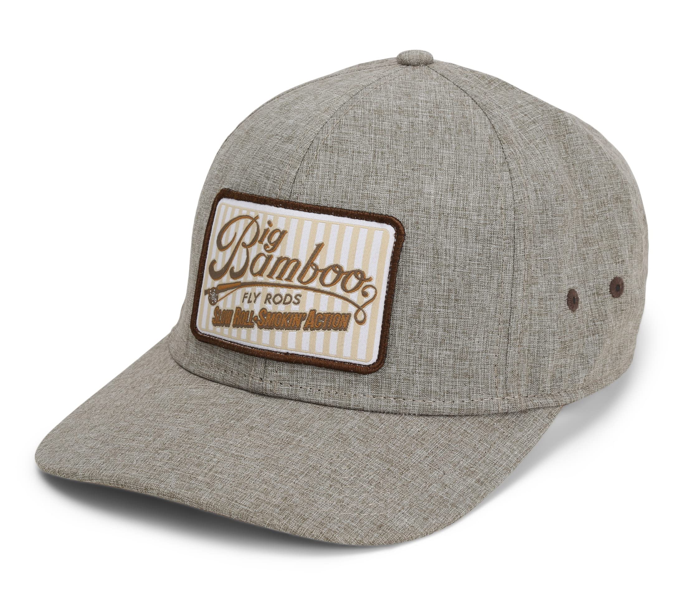 Big Bamboo Heathered Vintage Fly Fishing Patch Cap (Heathered Brown)