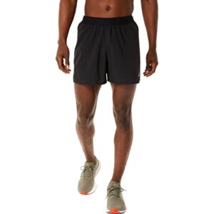 asics men's road 5in short running apparel, m, performance black