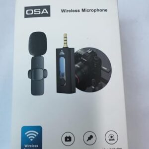 Wireless Lavalier Microphone, OSA Camera Microphone for iPhone, Android Phone, Camera, Clip-on Plug & Play Auto-sync and Noise Reduction for Video Recording, Interview