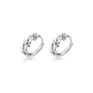 SLUYNZ 925 Sterling Silver Plumeria Flowers Hoop Earrings for Women Teen Girls Small Hoop Earrings Pretty Flowers Huggie (A-Silver)