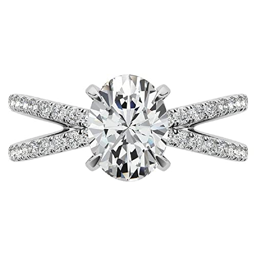 Siyaa Gems 2.35 CT Oval Moissanite Engagement Ring Wedding Bridal Ring Set Solitaire Accent Halo Style 10K 14K 18K Solid Gold Sterling Silver Anniversary Promise Ring Gift for Her (4)