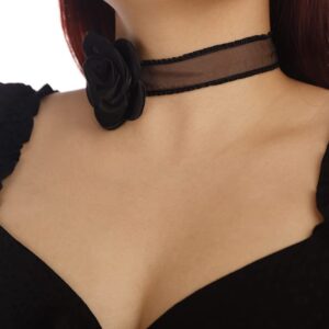 Denifery Gothic Lace Choker Necklace Black Flower Choker Punk Choker Chain Costume Party Prom Vampire Choker for Women (Style 1)