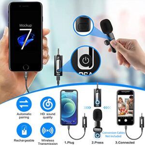 Wireless Lavalier Microphone, OSA Camera Microphone for iPhone, Android Phone, Camera, Clip-on Plug & Play Auto-sync and Noise Reduction for Video Recording, Interview