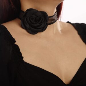 Denifery Gothic Lace Choker Necklace Black Flower Choker Punk Choker Chain Costume Party Prom Vampire Choker for Women (Style 1)