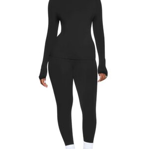 Kaximil Women's Thermal Underwear Fleece Lined Base Layer Long Johns Sets, X-Large, Black