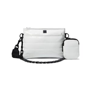 Think Royln Downtown Crossbody - Purse for Women - Polyester Construction - Zippered Back - Detachable Strap White Patent One Size One Size