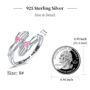 Hug Ring 925 Sterling Silver for Women Always with You Endless Hugging Ring Jewelry Gift for Daughter Teen Girls Hug Hand Rings Adjustable (I Love You Forever)