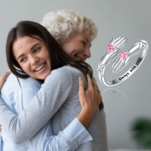 Hug Ring 925 Sterling Silver for Women Always with You Endless Hugging Ring Jewelry Gift for Daughter Teen Girls Hug Hand Rings Adjustable (I Love You Forever)