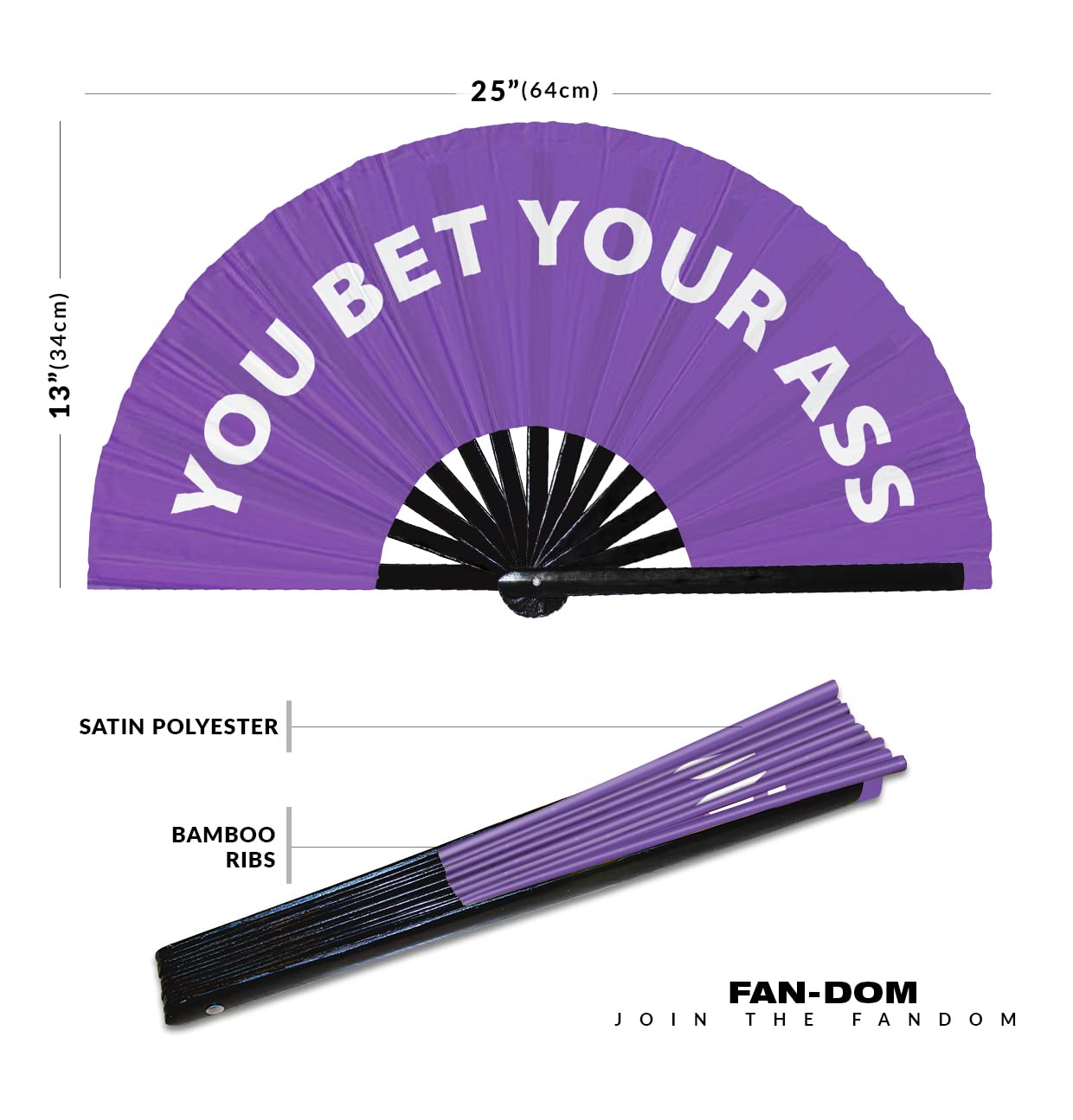 You Bet Your Ass Hand Fan Foldable Bamboo Circuit Hand Fan Funny Gag Slang Words Expressions Statement Gifts Festival Accessories Rave Handheld Circuit Event Fan Clack Fans (Purple)