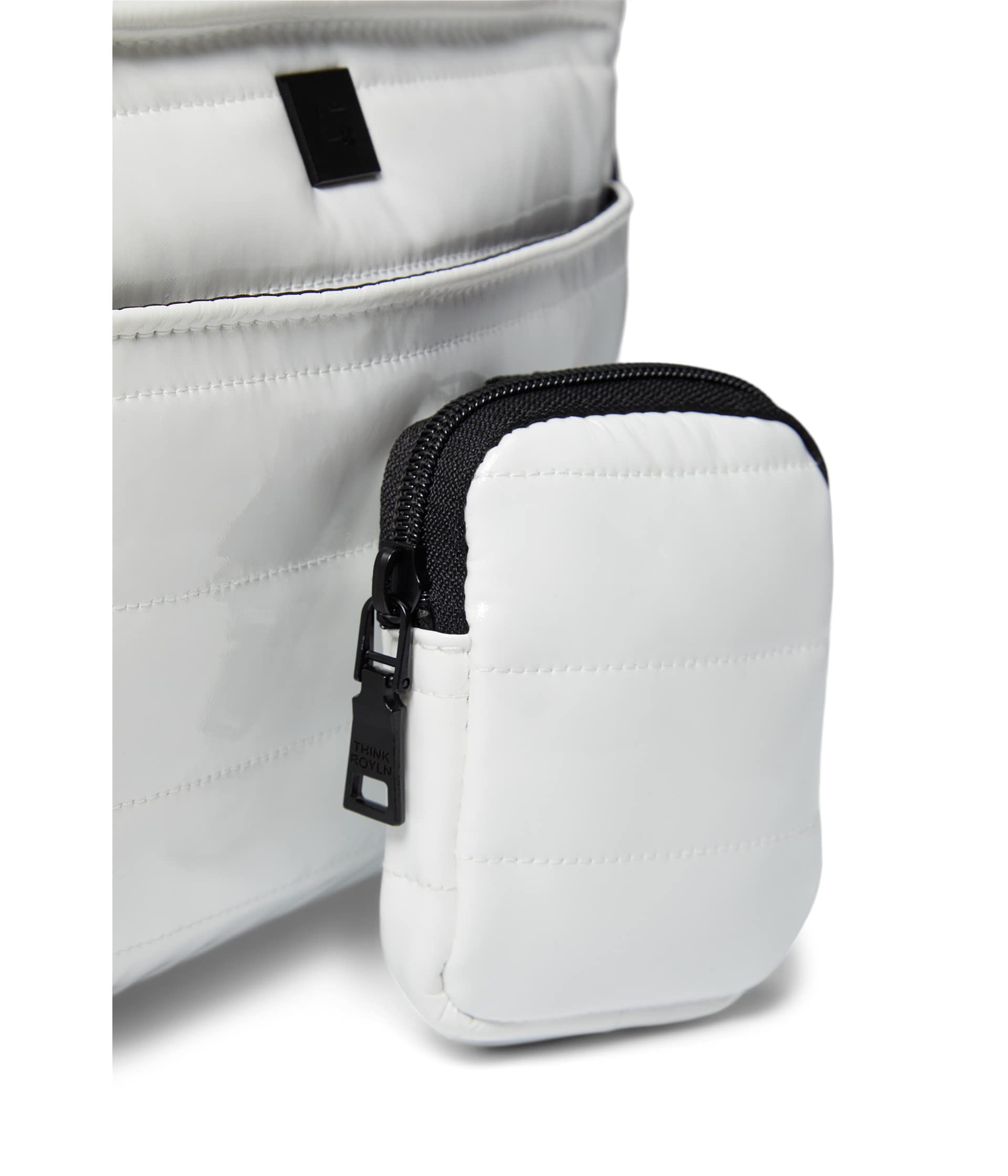 Think Royln Downtown Crossbody - Purse for Women - Polyester Construction - Zippered Back - Detachable Strap White Patent One Size One Size