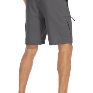 Flewolch Men's Hiking Shorts Quick Dry Outdoor Travel Cargo Shorts with Multi Pocket Gray 32