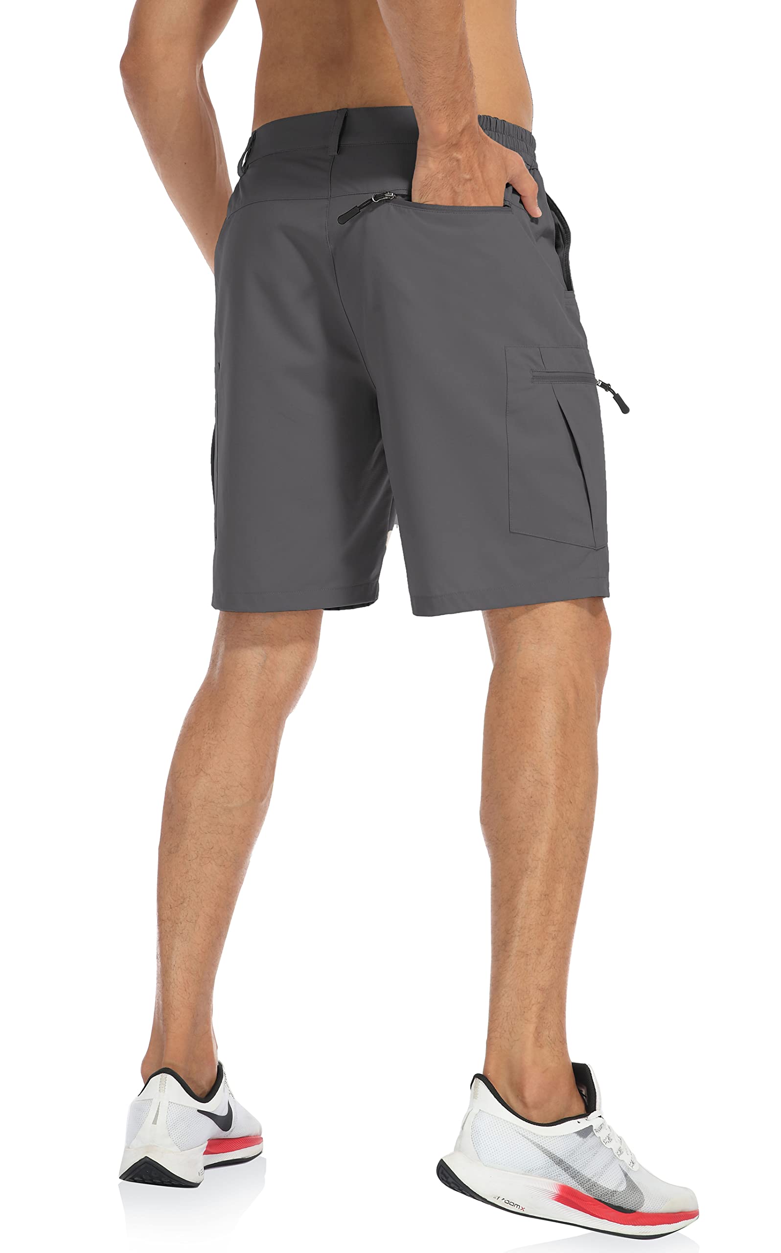 Flewolch Men's Hiking Shorts Quick Dry Outdoor Travel Cargo Shorts with Multi Pocket Gray 32