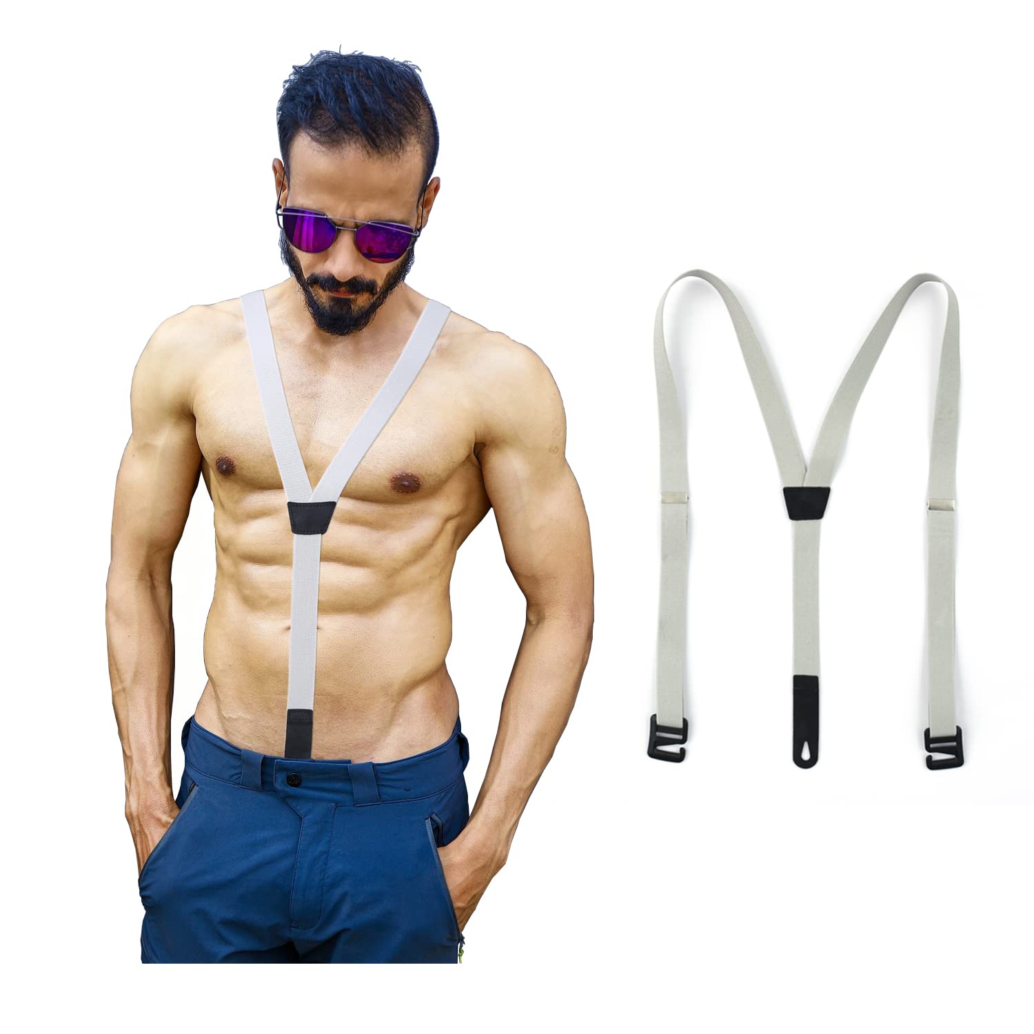 PAHVRION Y Back Hidden Suspenders for Men, Invisible Suspender for Untucked Men Adjustable Under the Shirt Suspenders