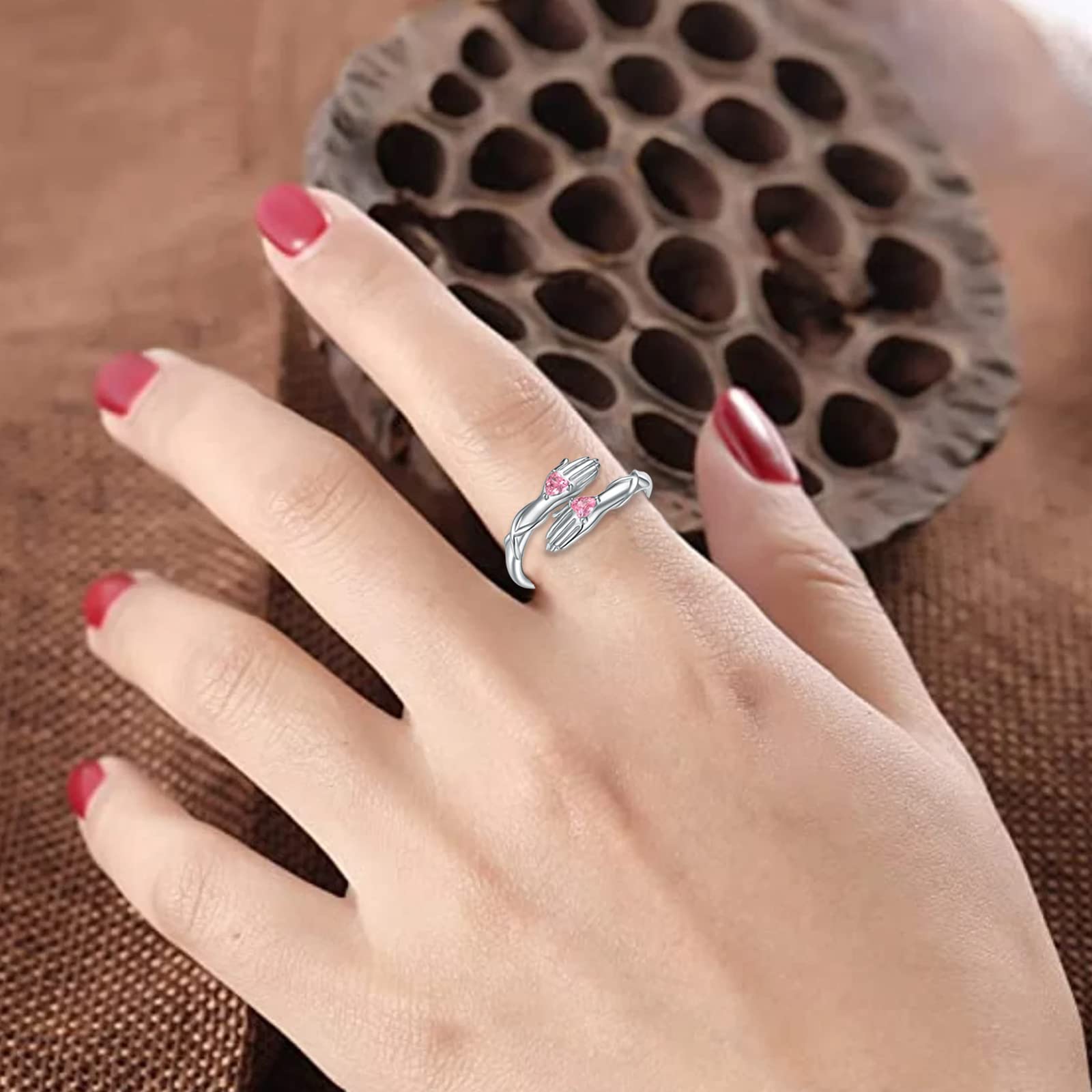 Hug Ring 925 Sterling Silver for Women Always with You Endless Hugging Ring Jewelry Gift for Daughter Teen Girls Hug Hand Rings Adjustable (I Love You Forever)