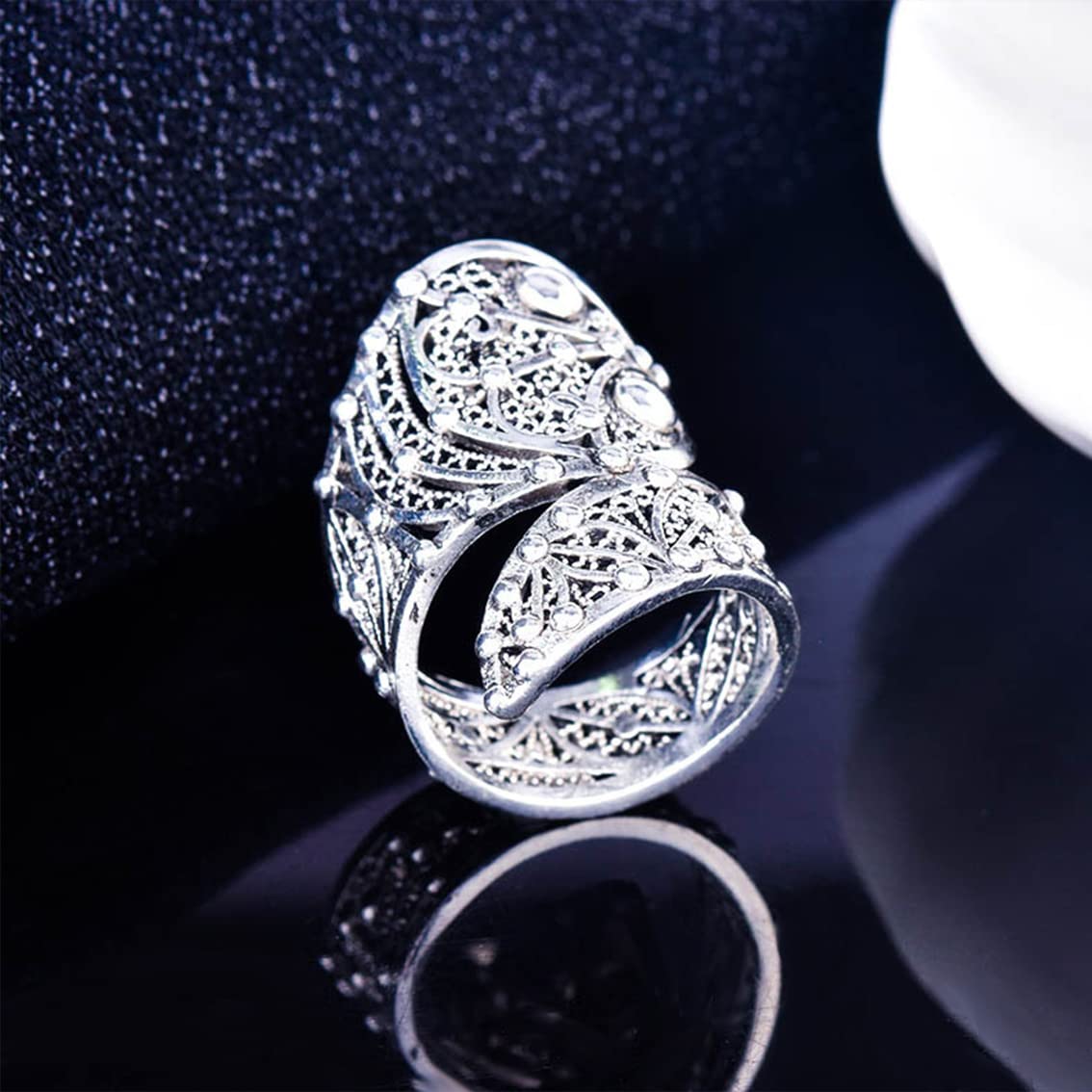 SWBRJ Wide Snake Band Ring,S925 Sterling Silver Gothic Punk Biker Cocktail Party Cobra Full Finger Thumb Index Finger Wide Band Ring for Women (Ring_A, 10)