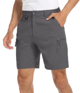 flewolch men's hiking shorts quick dry outdoor travel cargo shorts with multi pocket gray 32