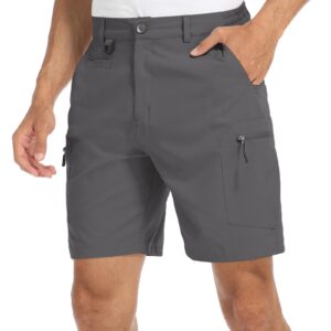 Flewolch Men's Hiking Shorts Quick Dry Outdoor Travel Cargo Shorts with Multi Pocket Gray 32