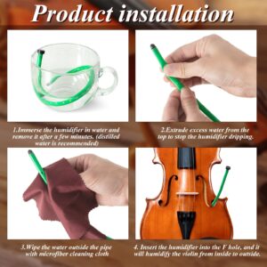 4 Pcs Violin Humidifier Instrument Accessory Violin Sound Hole Humidifier F Hole Humidifier with Microfiber Cleaning Cloth to Prevent Cracking Buzzing Protruding Fret Ends Top Sinking Dryness Problem