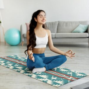 Yune Yoga Pendleton Print Yoga Mat, Non Slip Exercise & Fitness Mat For Yoga, Pilates & Floor Exercises Grippy and Thick Mat