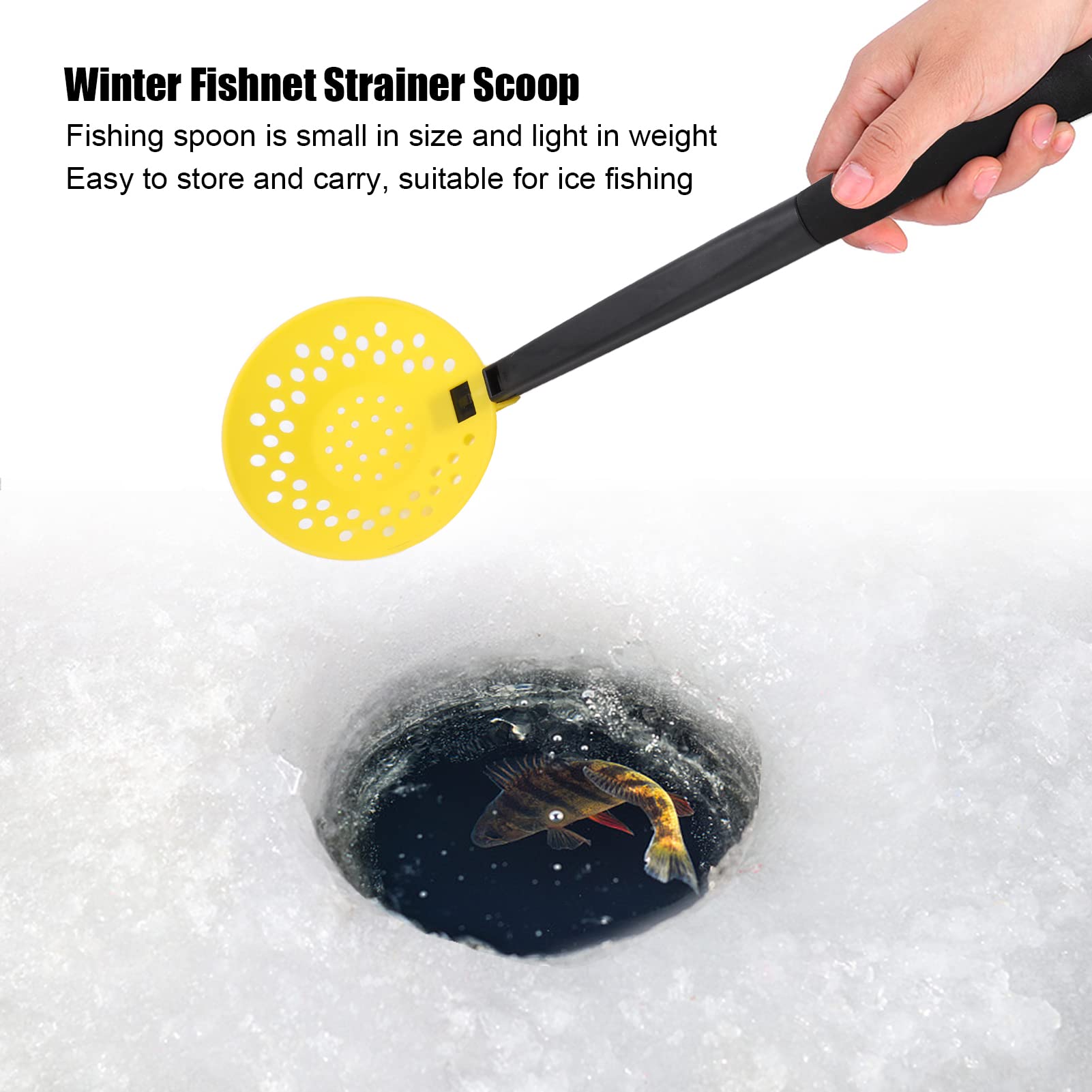 Leapiture Winter Ice Fishing Tool Ice Scoop Skimmer with EVA Handle Fishnet Strainer Scoop Skimmer Winter Fishing Accessories for Winter Fishing Camping Outdoor