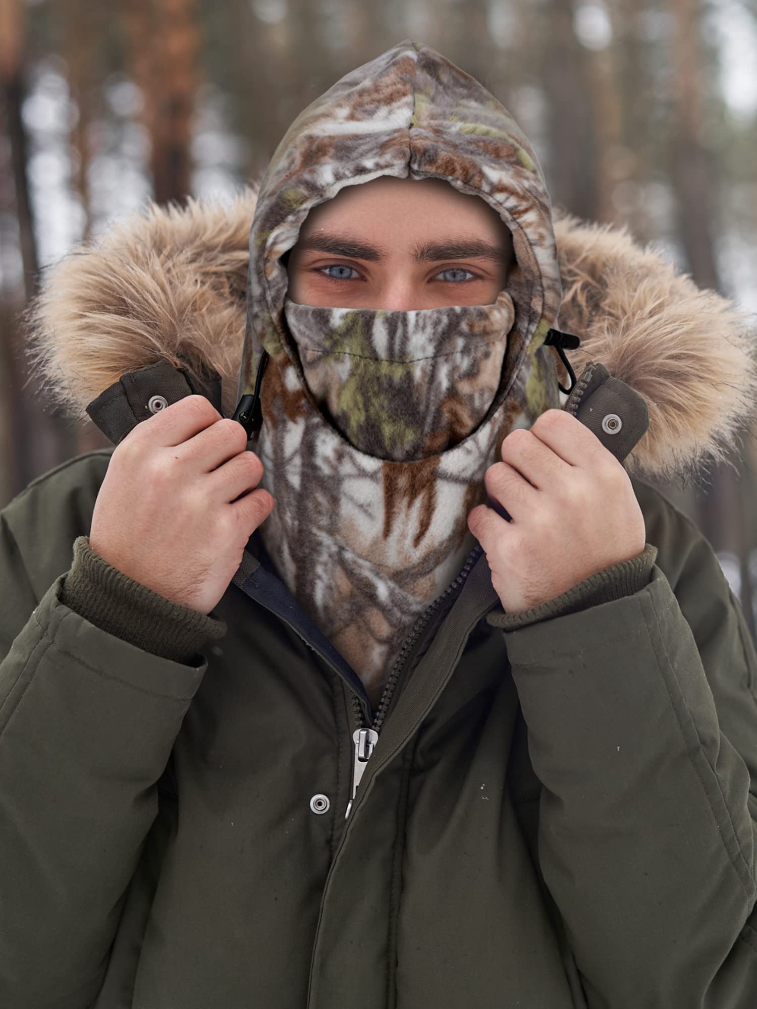 3 Pieces Camo Balaclava Face Mask Hunting Face Mask Balaclava Hats for Outdoor Sports (Marble Style, X-Large)