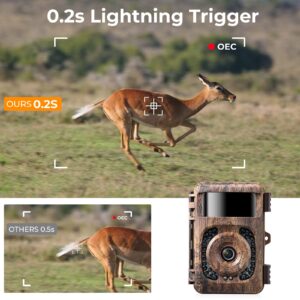 K&F Concept 4K 32MP WiFi Trail Camera, Game Camera with Night Vision Motion Activated Waterproof, Hunting Camera with 940nm No Glow Infrared LED 0.2s Trigger Time for Wildlife Monitoring Deer Cam