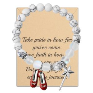 fustmw wizard oz shoe bracelet dorothy ruby gifts ruby red slippers jewelry movie fans inspired gifts magic wand charm (white)