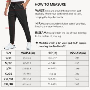 GAXIDES Mens Joggers with Pockets Elastic Waist Lightweight Athletic Workout Track Pants Jogging Sweatpants for Men Gym Running Hiking Travel Black 2XL/28