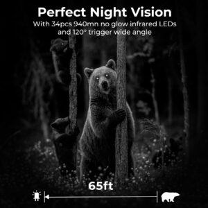 K&F Concept 4K 32MP WiFi Trail Camera, Game Camera with Night Vision Motion Activated Waterproof, Hunting Camera with 940nm No Glow Infrared LED 0.2s Trigger Time for Wildlife Monitoring Deer Cam