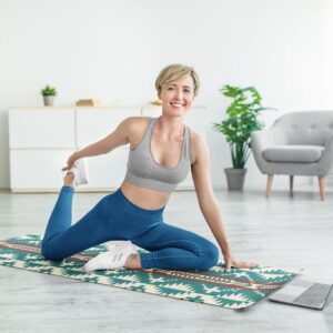 Yune Yoga Pendleton Print Yoga Mat, Non Slip Exercise & Fitness Mat For Yoga, Pilates & Floor Exercises Grippy and Thick Mat