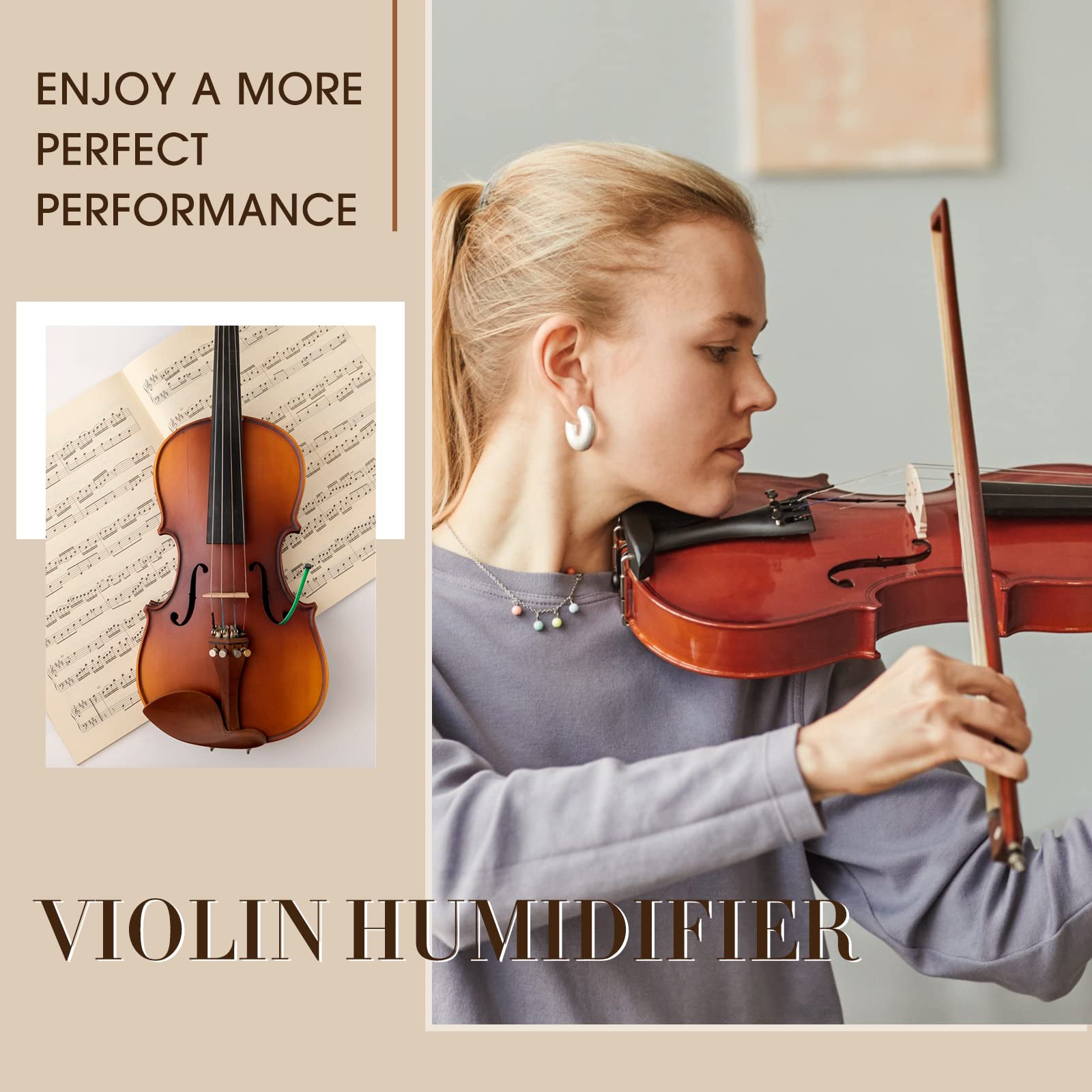 4 Pcs Violin Humidifier Instrument Accessory Violin Sound Hole Humidifier F Hole Humidifier with Microfiber Cleaning Cloth to Prevent Cracking Buzzing Protruding Fret Ends Top Sinking Dryness Problem