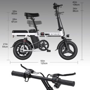 ENGWE T14 Mini Electric Bike for Adults Teens, 14" City Commuter Folding Ebike, 600W Motor 48V 10AH Battery Range 37Mile 20MPH Electric Bicycles Shock Absorptions Ebikes (Standard, White)