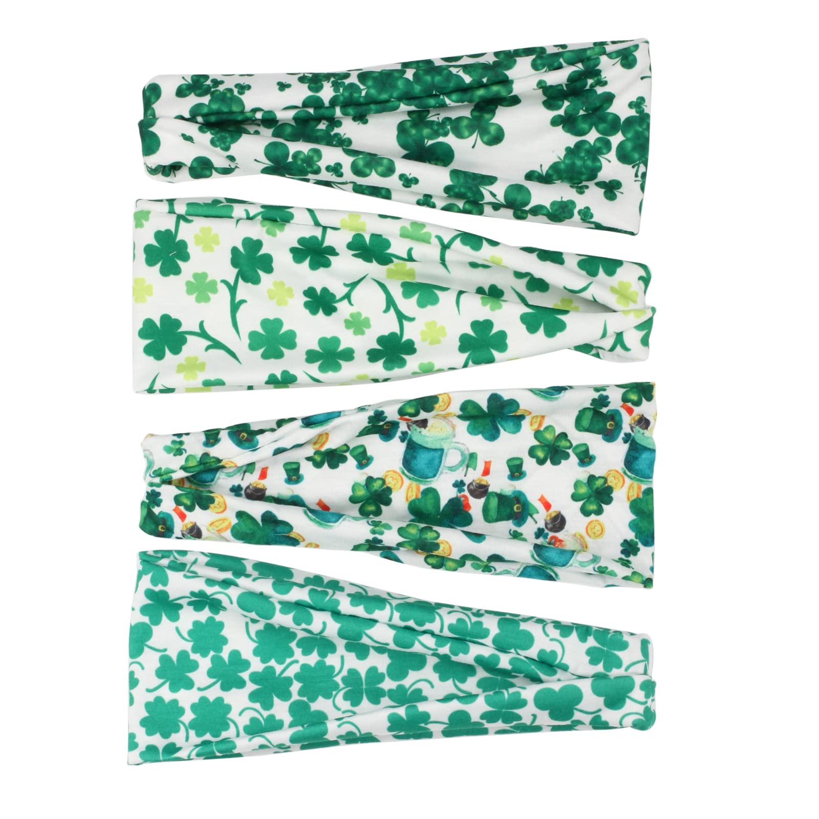 Twinfree 4 pcs St. Patrick's Day Headbands for Women Cute Love Green Shamrock Hair Bands Non Slip Hairbands Accessories for St. Patrick's Day