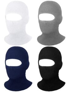 4 pack 1-hole knitted full face cover winter balaclava ski mask thermal face cover for men women outdoor winter sports (black, white, navy blue, gray)