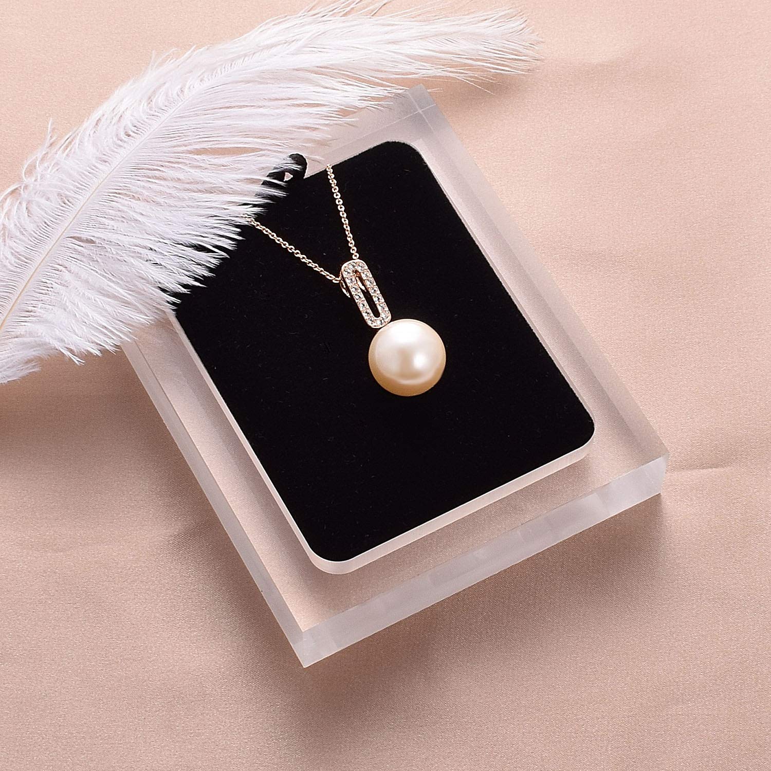 Aleasha 14mm Faux Pearl Necklace for Women Single Floating Pendant Rose Gold Plated Necklaces Jewelry Gifts