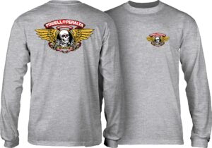 powell peralta winged ripper longsleeve t-shirt, sport gray, medium