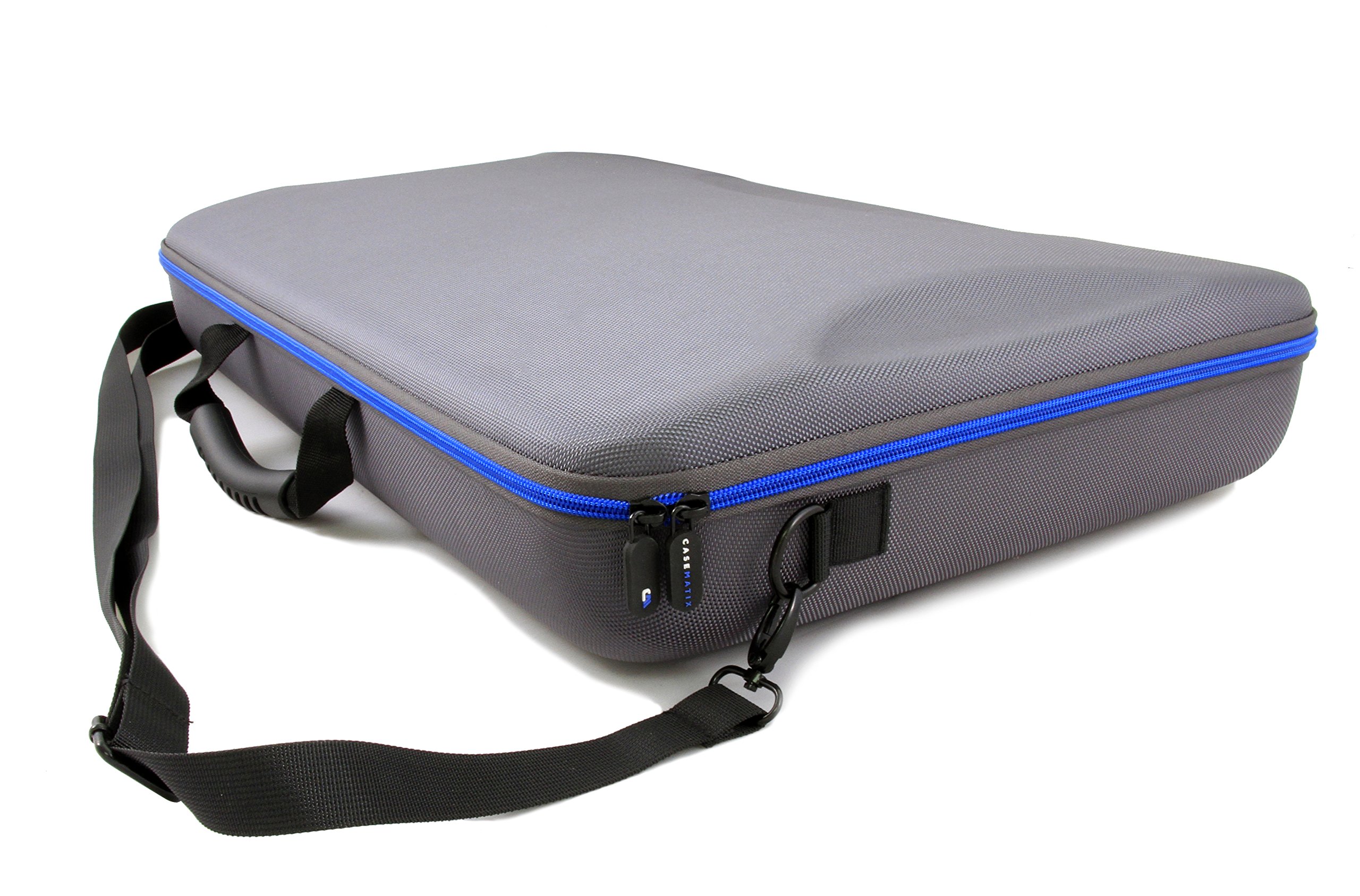 CASEMATIX Carrying Case Compatible with Pioneer DJ DDJ-FLX4 Serato DJ Controller, DDJ-REV1 Rekordbox Mixers and Cables - Includes Padded EVA Controller Case Only with Shoulder Strap