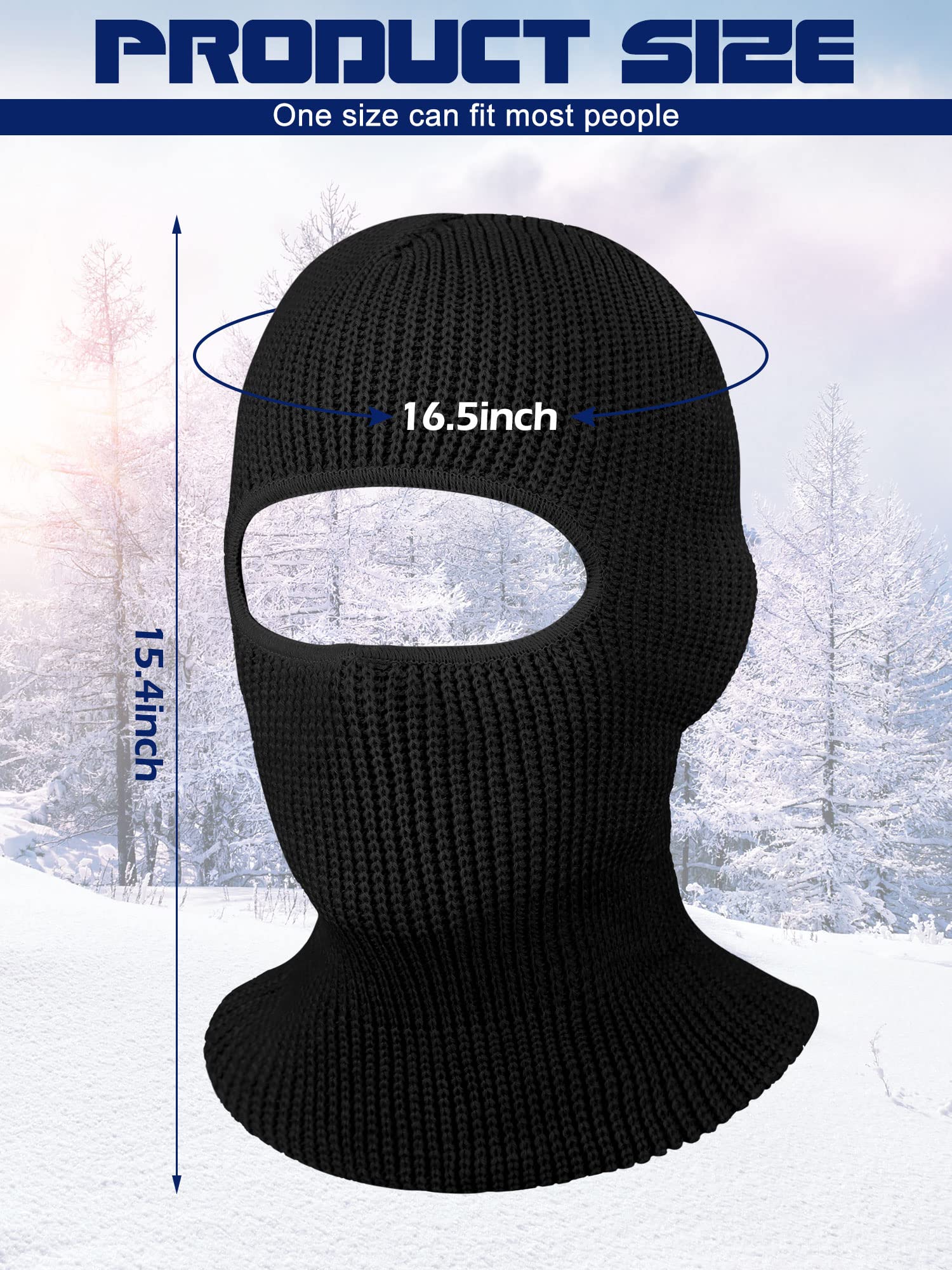 4 Pack 1-Hole Knitted Full Face Cover Winter Balaclava Ski Mask Thermal Face Cover for Men Women Outdoor Winter Sports (Black, White, Navy Blue, Gray)