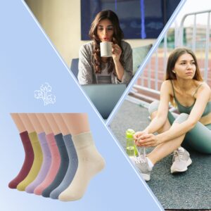 SIPCOLOR Womens Cotton Ankle Socks Colorful Above Ankle Socks Casual Crew Soft Breathable 7 Pairs (Large, Multicolor1)